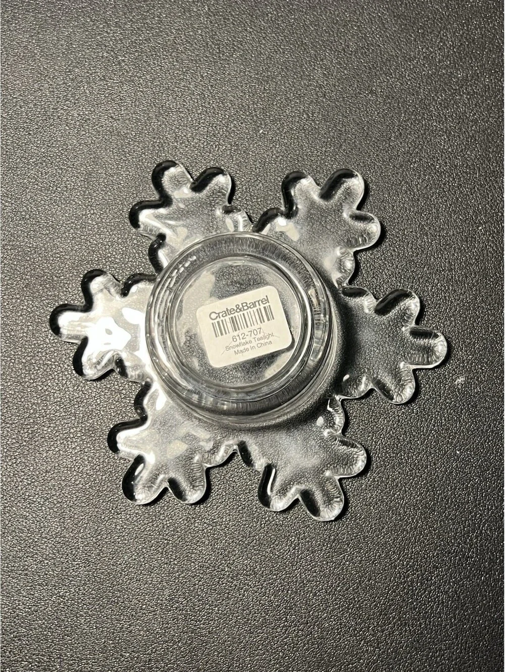 NEW Crate & Barrel 2000s 2 Snowflake Tealight Holders Clear Glass 4.5” FREE SHIP